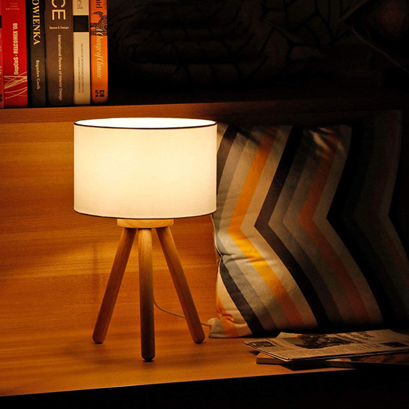 luz de mesa de madeira