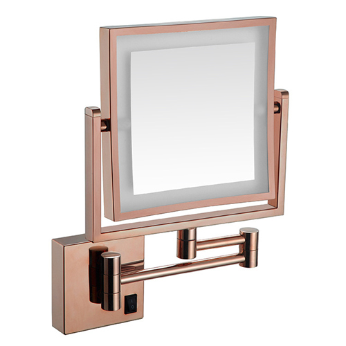 Square lighted makeup mirror wall mount