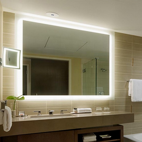 Espelho de banheiro sem moldura com iluminação LED