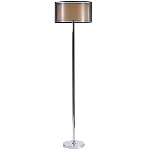 Chrome floor lamp with double shade