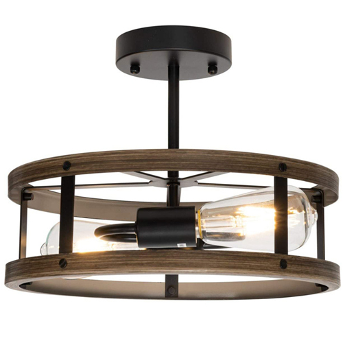 Industrial semi flush mount ceiling light fixture