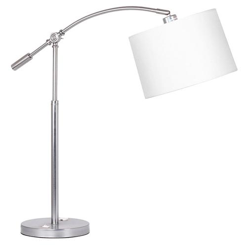 Arc table lamp with outlet