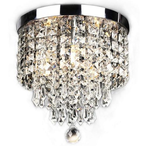 Round crystal flush mount ceiling light