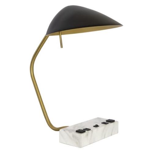 Brass desk lamp with black shade